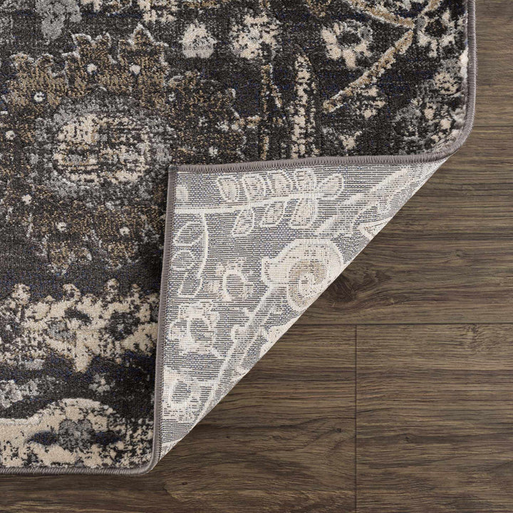 Vintage Style charcoal, Beige and Ivory Traditional oriental Oushak rug - The Rug Decor