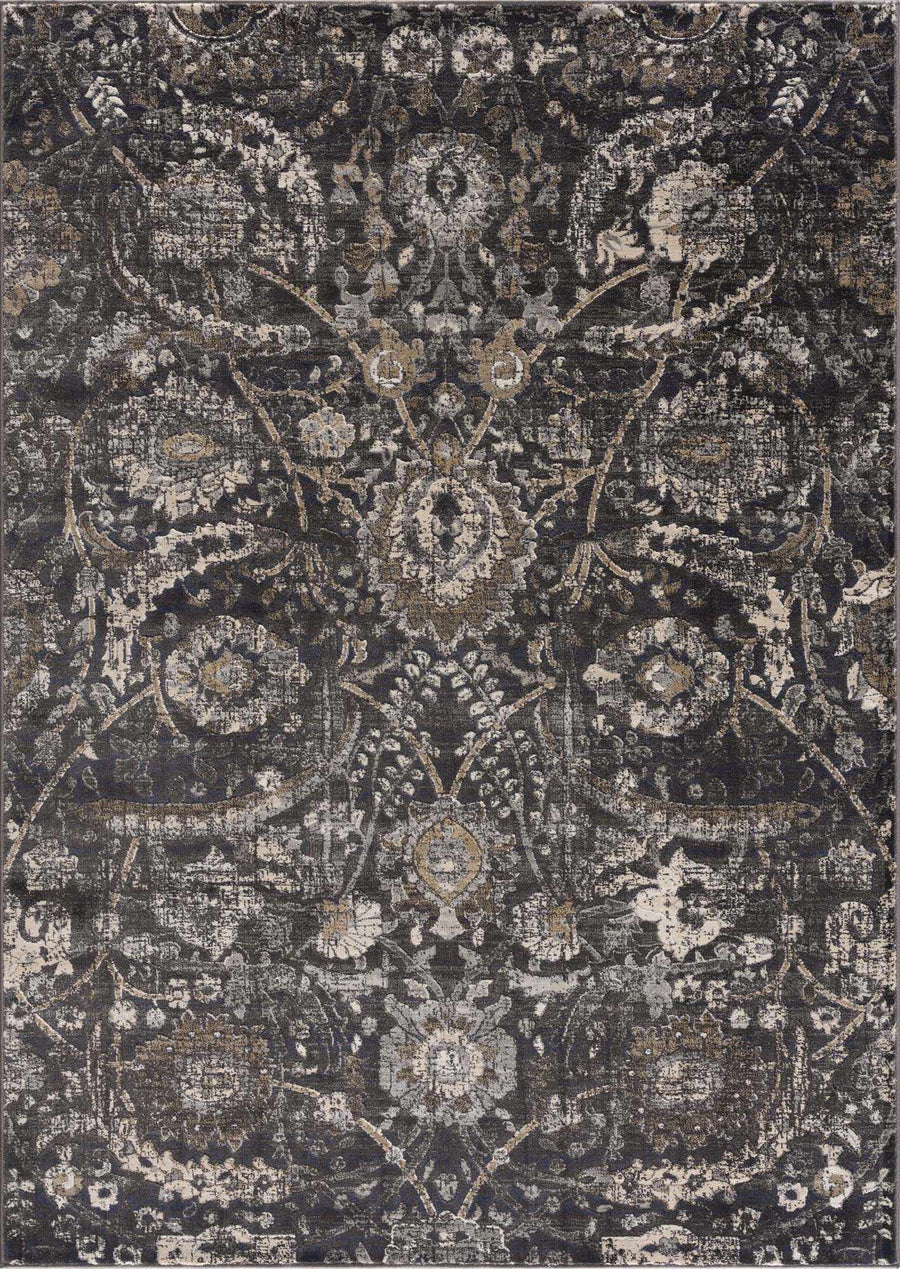 Vintage Style charcoal, Beige and Ivory Traditional oriental Oushak rug - The Rug Decor