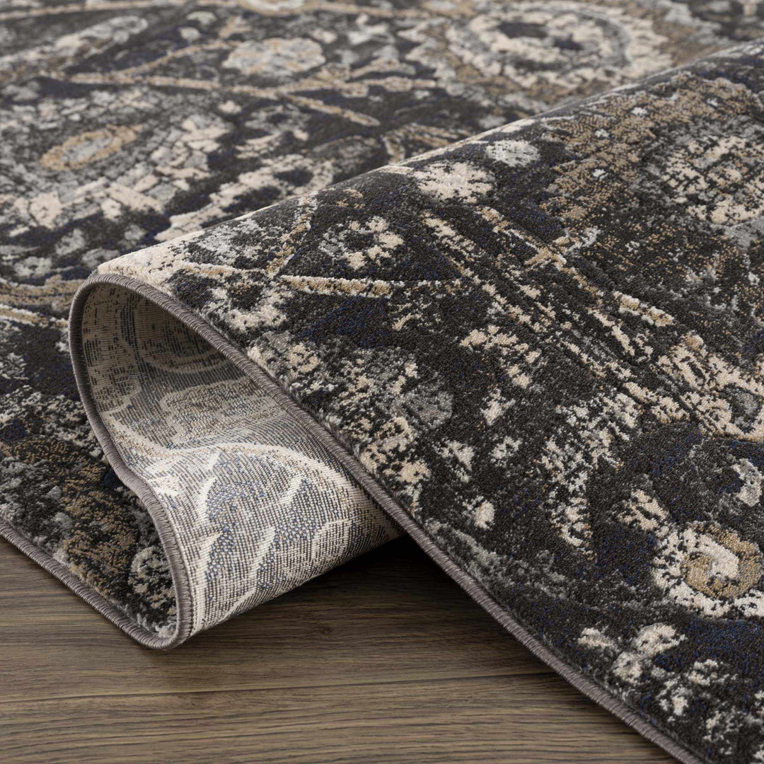 Vintage Style charcoal, Beige and Ivory Traditional oriental Oushak rug - The Rug Decor