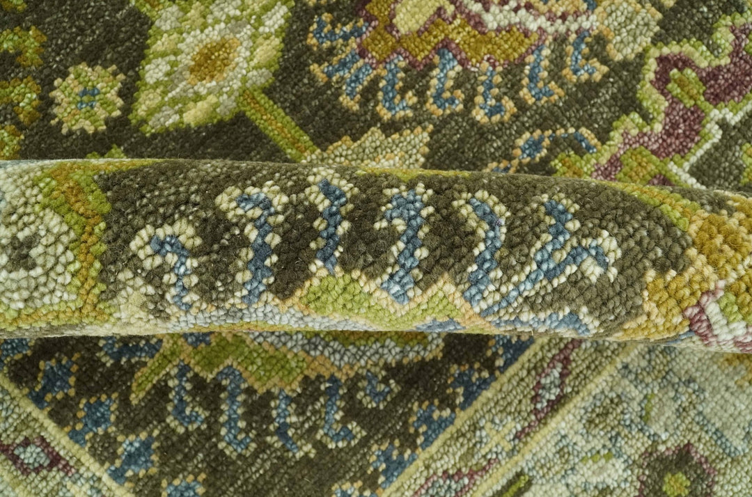 Vintage Style Earthy Green and Silver Traditional Hand Knotted Multi Size wool area rug - The Rug Decor