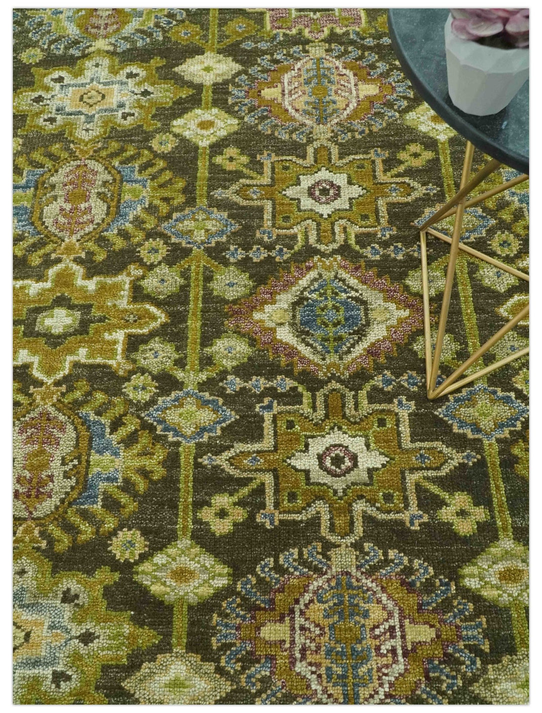 Vintage Style Earthy Green and Silver Traditional Hand Knotted Multi Size wool area rug - The Rug Decor
