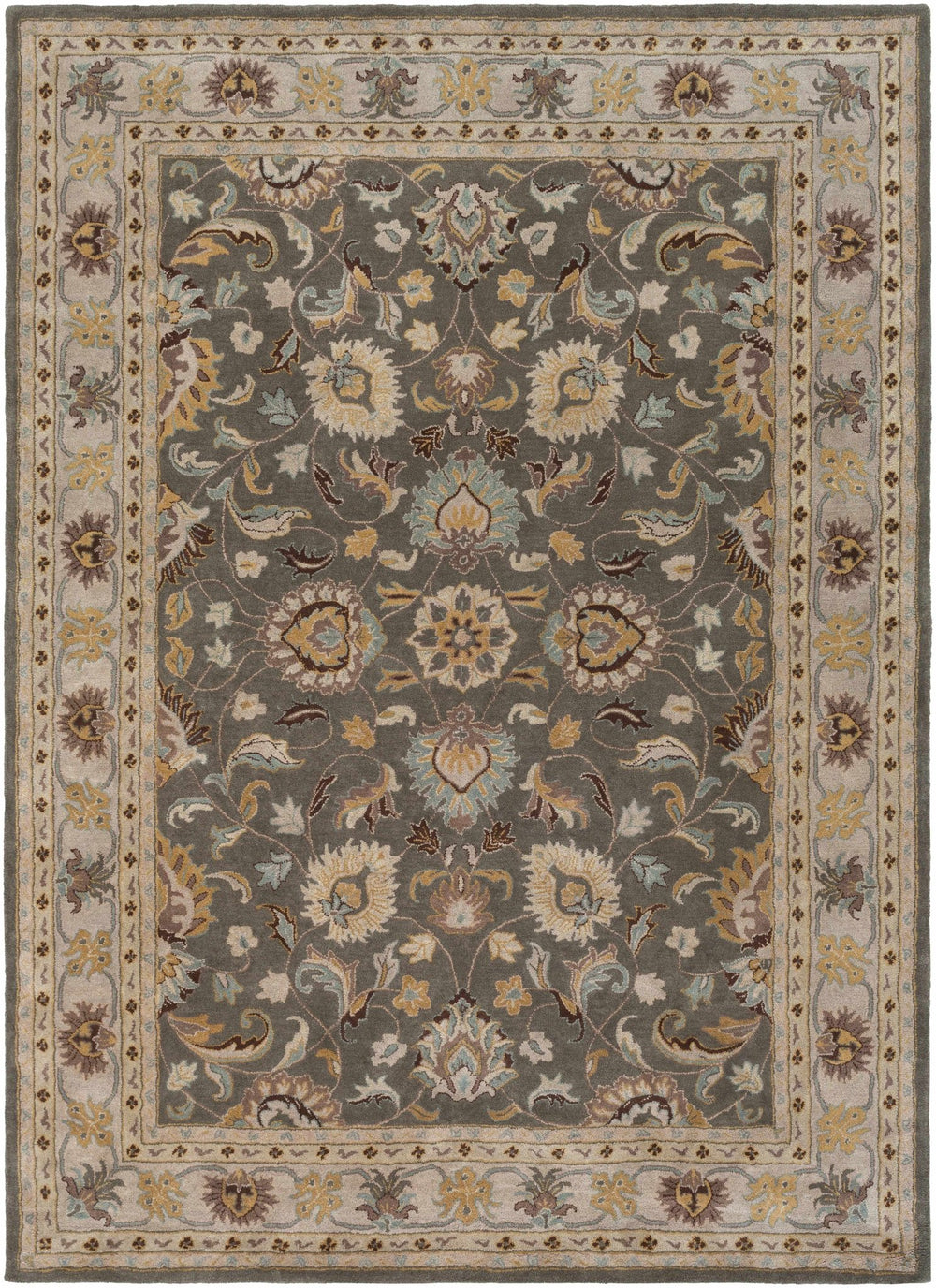 Vintage Style Gray, Gold, Brown and Tan Hand Tufted Oriental Oushak Multi Size wool Rug - The Rug Decor
