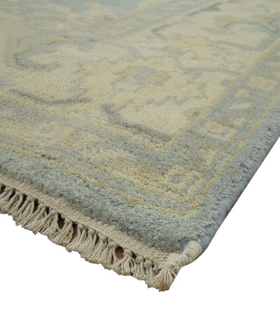 Vintage Style Hand Knotted Gray and Beige 6x9 Traditional Oriental Oushak wool rug - The Rug Decor