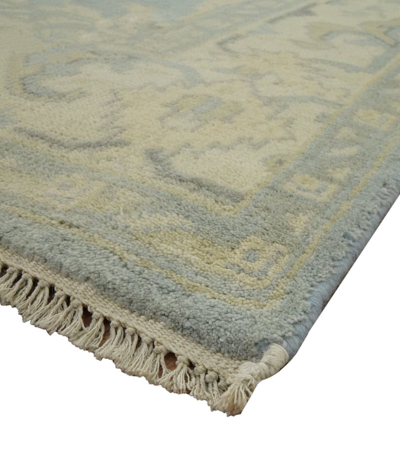 Vintage Style Hand Knotted Gray and Beige 6x9 Traditional Oriental Oushak wool rug - The Rug Decor