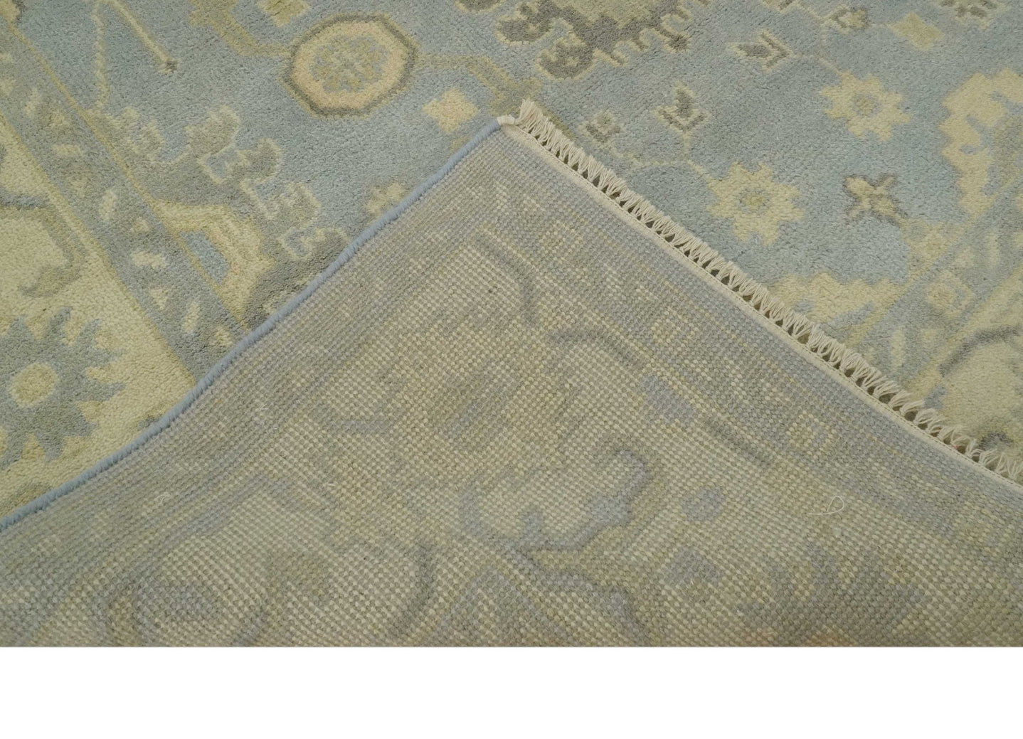 Vintage Style Hand Knotted Gray and Beige 6x9 Traditional Oriental Oushak wool rug - The Rug Decor