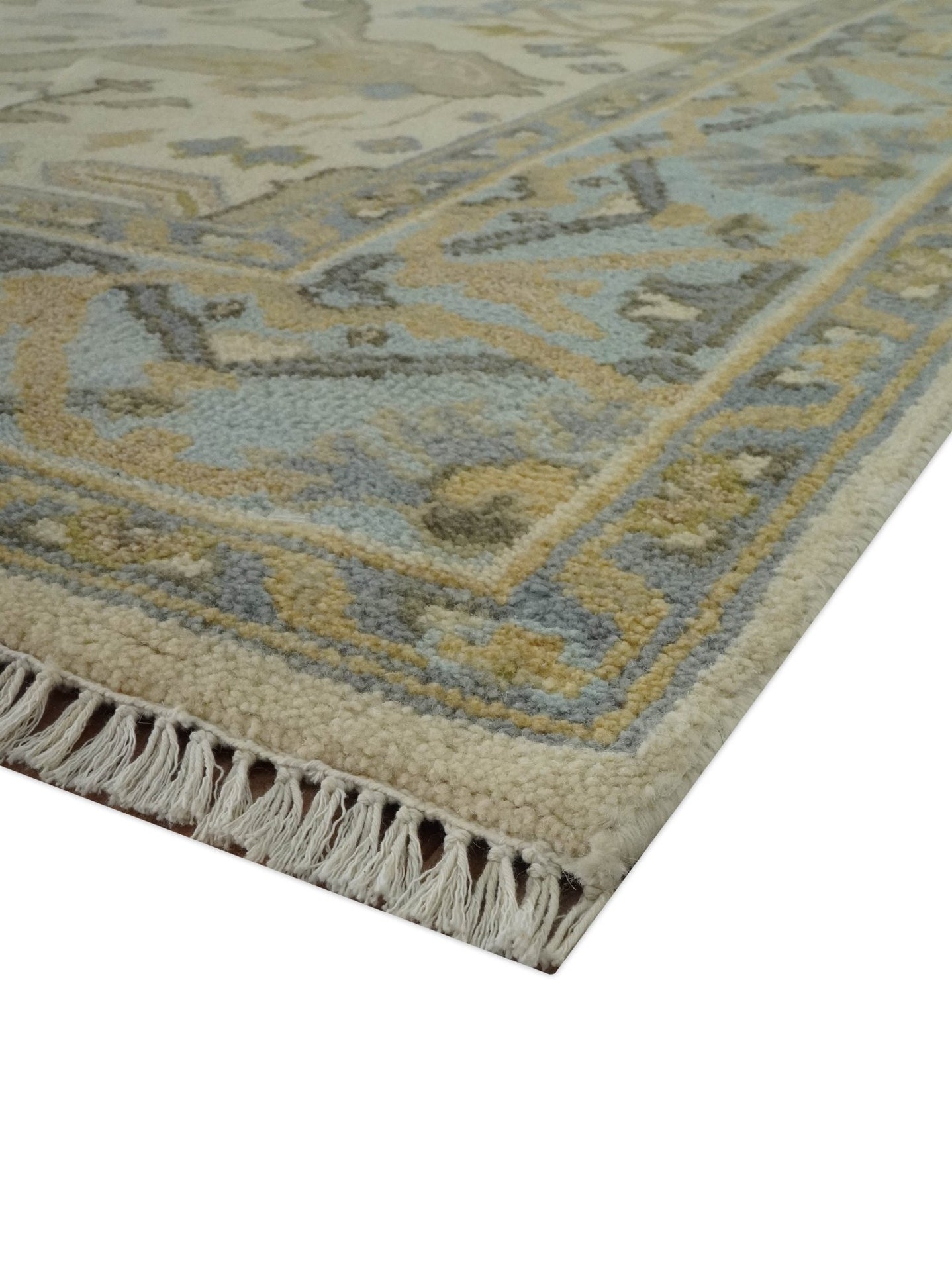 Vintage Style Ivory, Beige and Gray 6x9 Hand Knotted Traditional Oriental Oushak wool rug - The Rug Decor