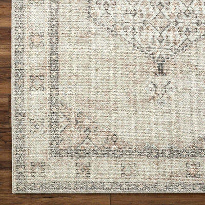 Vintage Style Ivory, Tan and Black Traditional medallion area rug - The Rug Decor