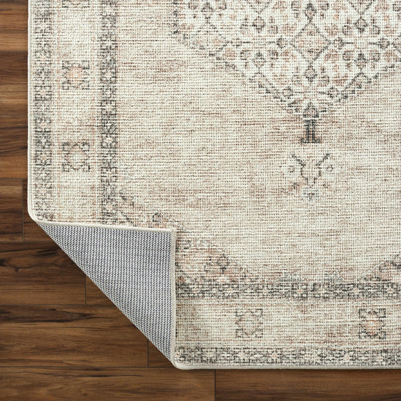 Vintage Style Ivory, Tan and Black Traditional medallion area rug - The Rug Decor