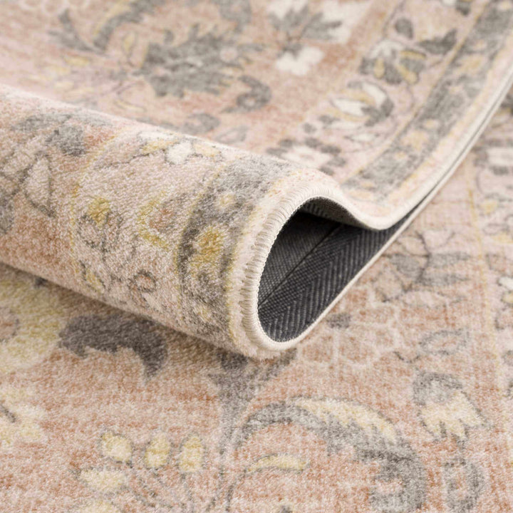 Vintage style Peach and Gray Traditional Floral area rug - The Rug Decor