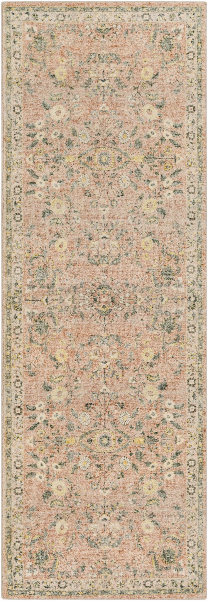 Vintage style Peach and Gray Traditional Floral area rug - The Rug Decor