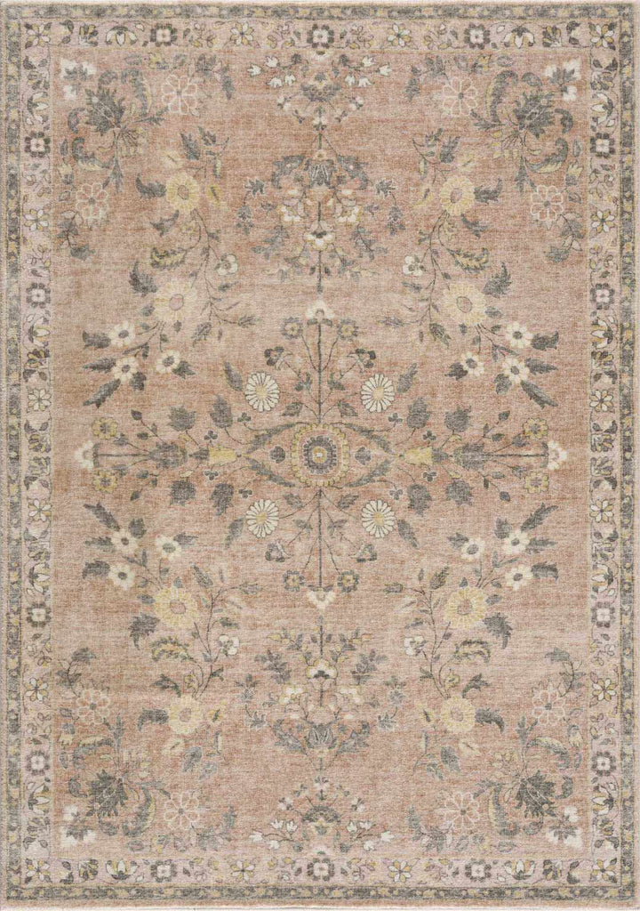 Vintage style Peach and Gray Traditional Floral area rug - The Rug Decor