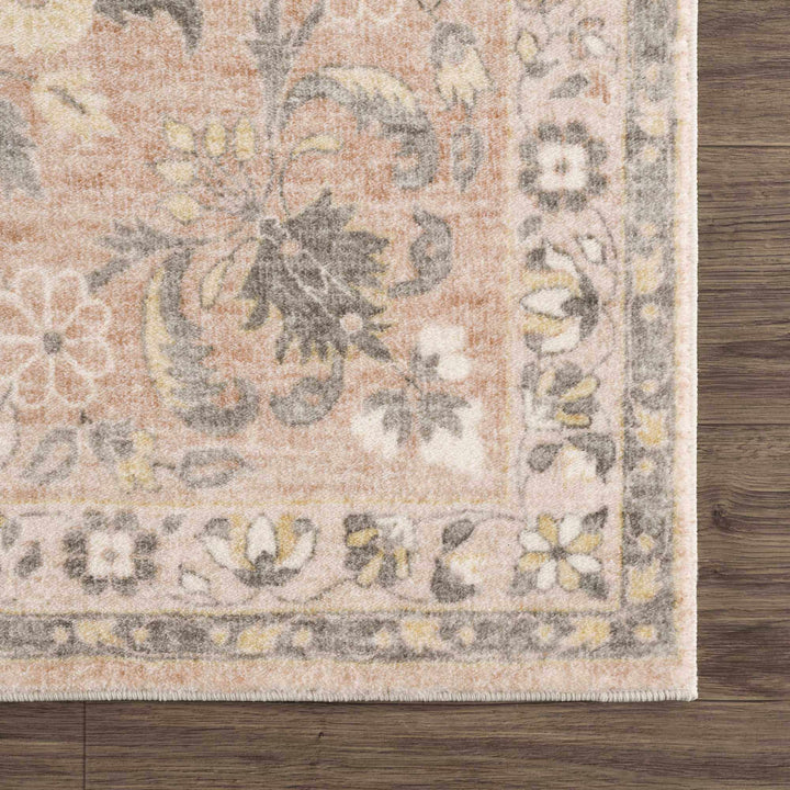 Vintage style Peach and Gray Traditional Floral area rug - The Rug Decor
