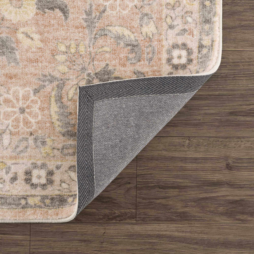 Vintage style Peach and Gray Traditional Floral area rug - The Rug Decor