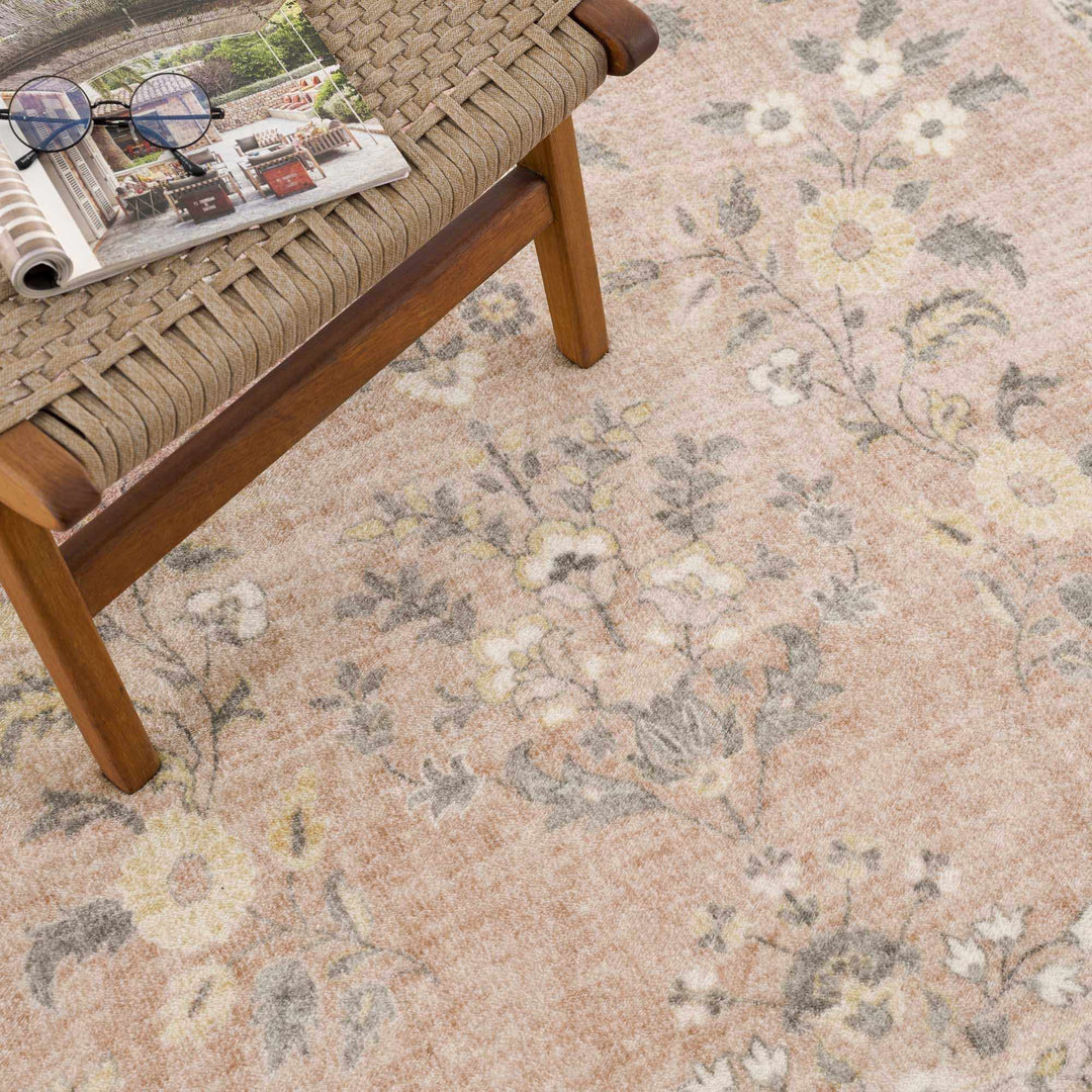Vintage style Peach and Gray Traditional Floral area rug - The Rug Decor