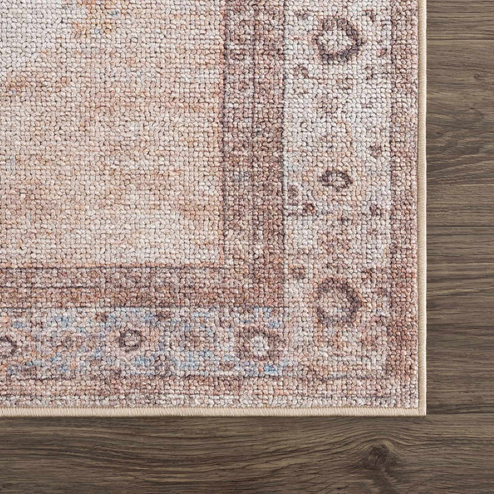 Vintage Style Peach and Ivory Traditional Design Multi size washable area rug - The Rug Decor