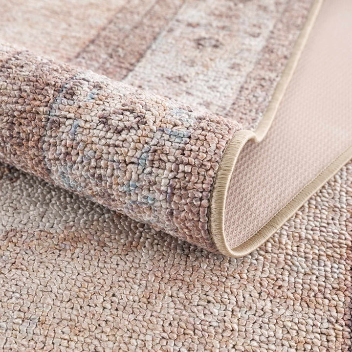 Vintage Style Peach and Ivory Traditional Design Multi size washable area rug - The Rug Decor