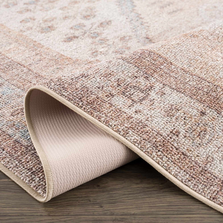 Vintage Style Peach and Ivory Traditional Design Multi size washable area rug - The Rug Decor