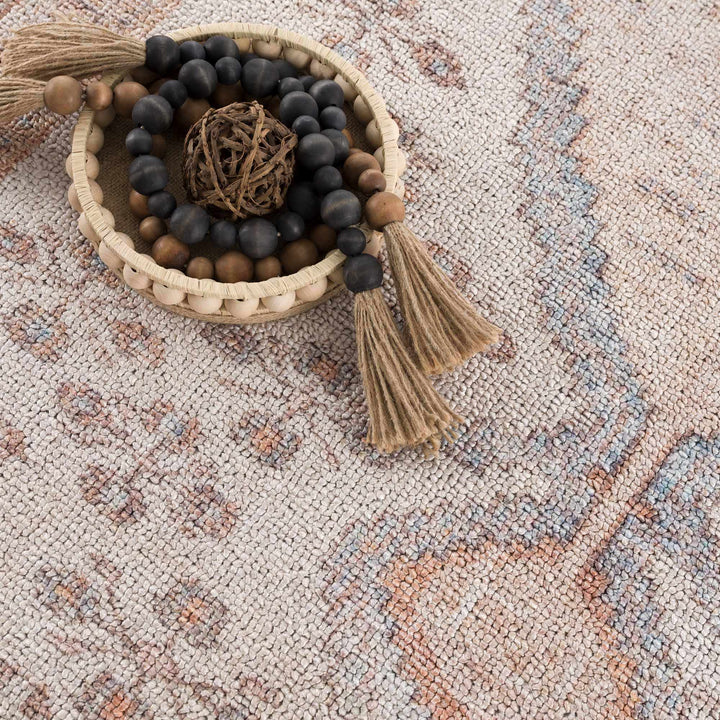 Vintage Style Peach and Ivory Traditional Design Multi size washable area rug - The Rug Decor