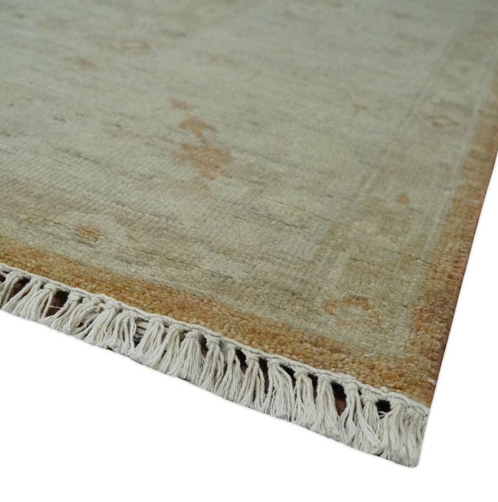 Vintage Style Rust and Beige Hand knotted Traditional Oushak 8x10 and 9x12 wool Area Rug - The Rug Decor