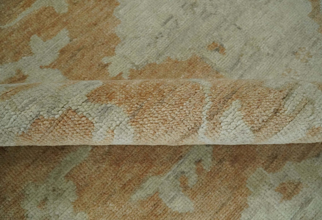Vintage Style Rust and Beige Hand knotted Traditional Oushak 8x10 and 9x12 wool Area Rug - The Rug Decor