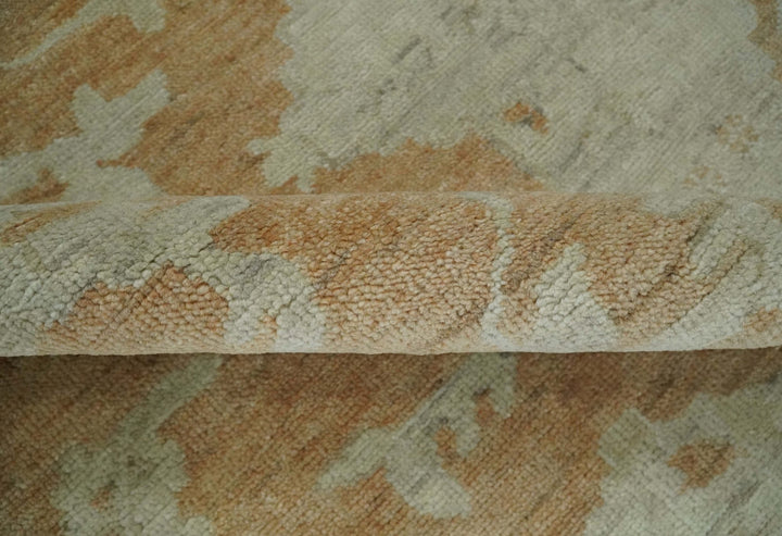 Vintage Style Rust and Beige Hand knotted Traditional Oushak 8x10 and 9x12 wool Area Rug - The Rug Decor