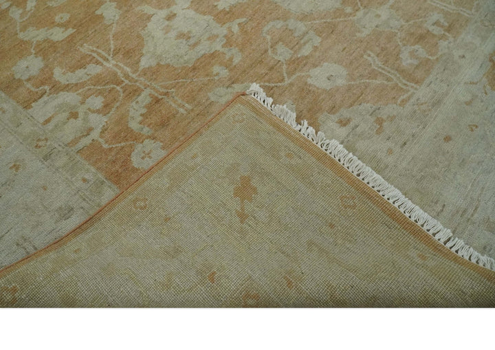 Vintage Style Rust and Beige Hand knotted Traditional Oushak 8x10 and 9x12 wool Area Rug - The Rug Decor