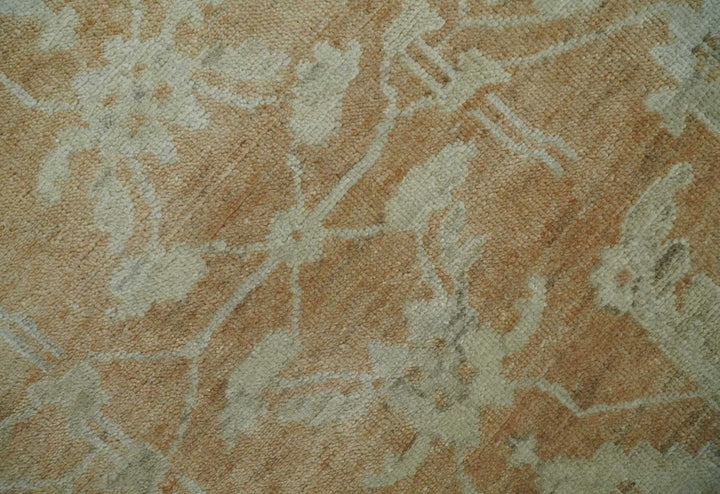 Vintage Style Rust and Beige Hand knotted Traditional Oushak 8x10 and 9x12 wool Area Rug - The Rug Decor