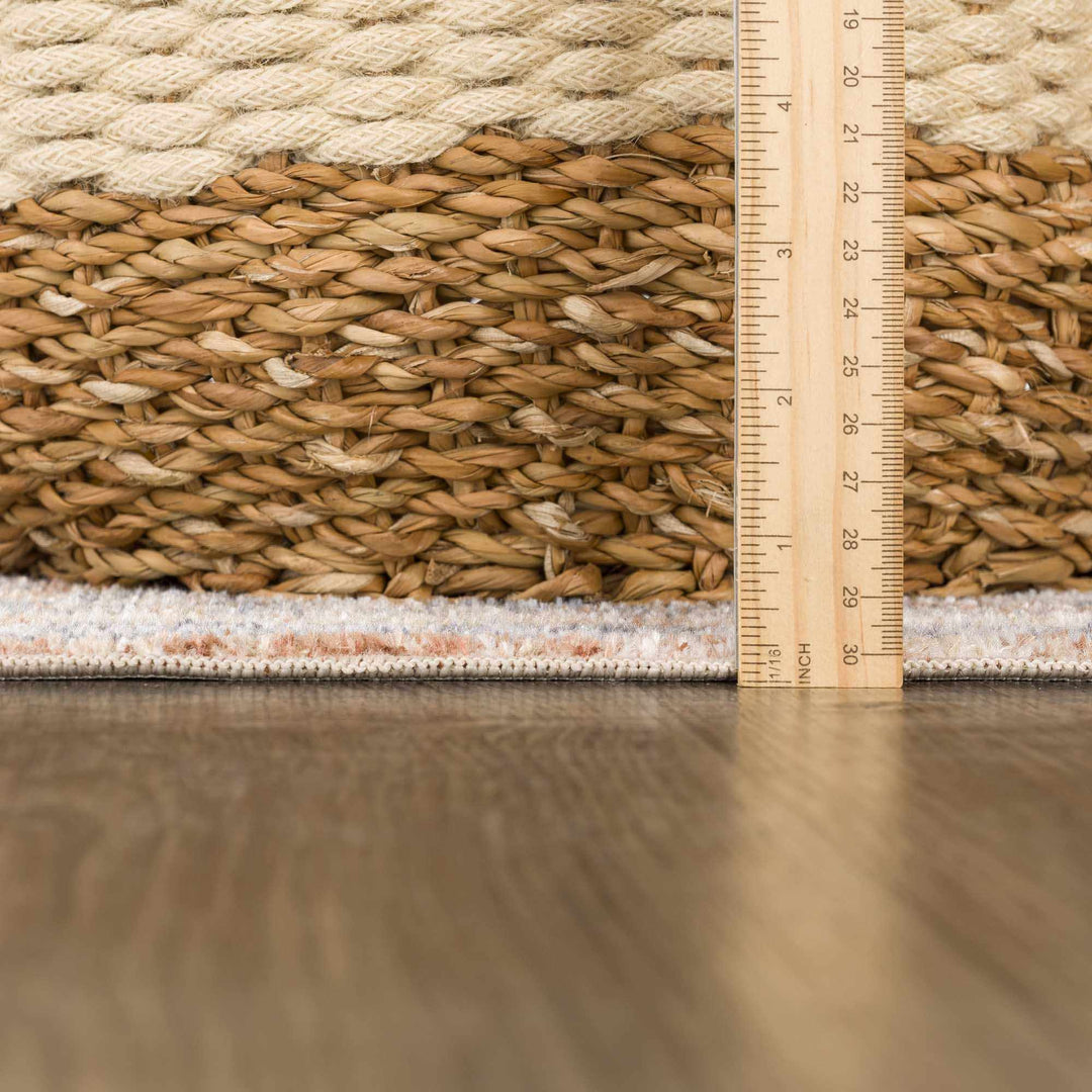 Vintage style Rust, Charcoal and Beige Traditional Design washable rug - The Rug Decor