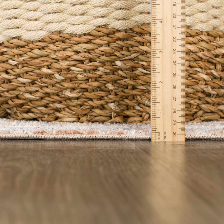Vintage style Rust, Charcoal and Beige Traditional Design washable rug - The Rug Decor