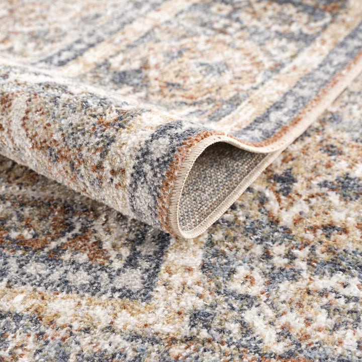 Vintage style Rust, Charcoal and Beige Traditional Design washable rug - The Rug Decor