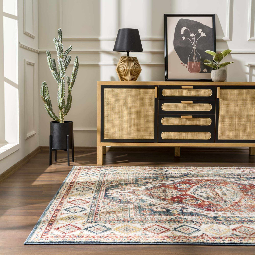 Vintage Style Rust, Charcoal and Ivory Traditional Heriz area rug - The Rug Decor