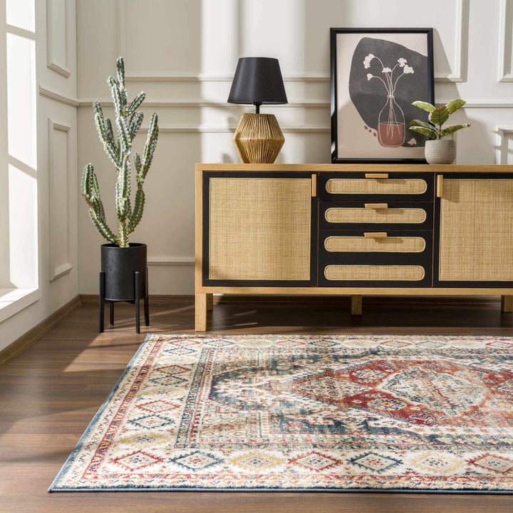 Vintage Style Rust, Charcoal and Ivory Traditional Heriz area rug - The Rug Decor
