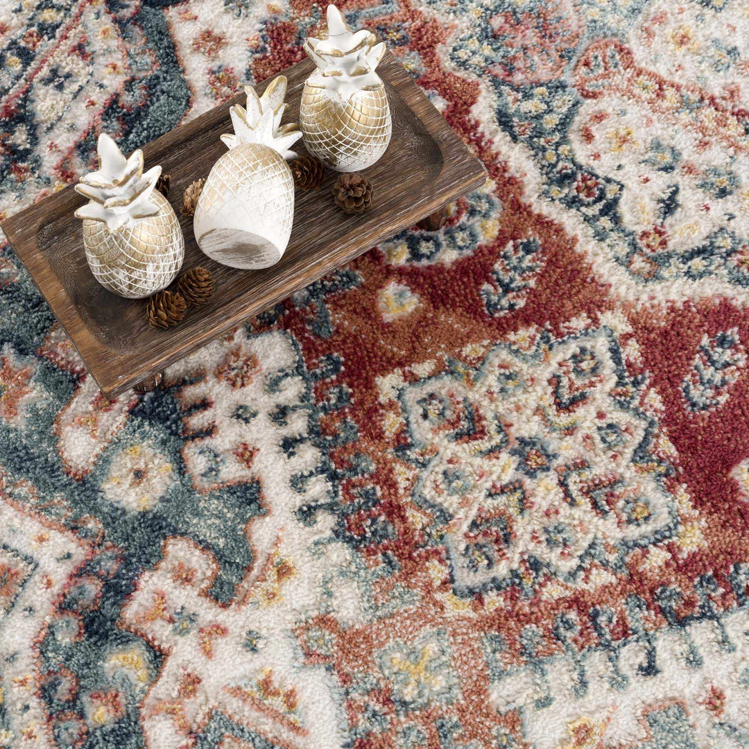 Vintage Style Rust, Charcoal and Ivory Traditional Heriz area rug - The Rug Decor