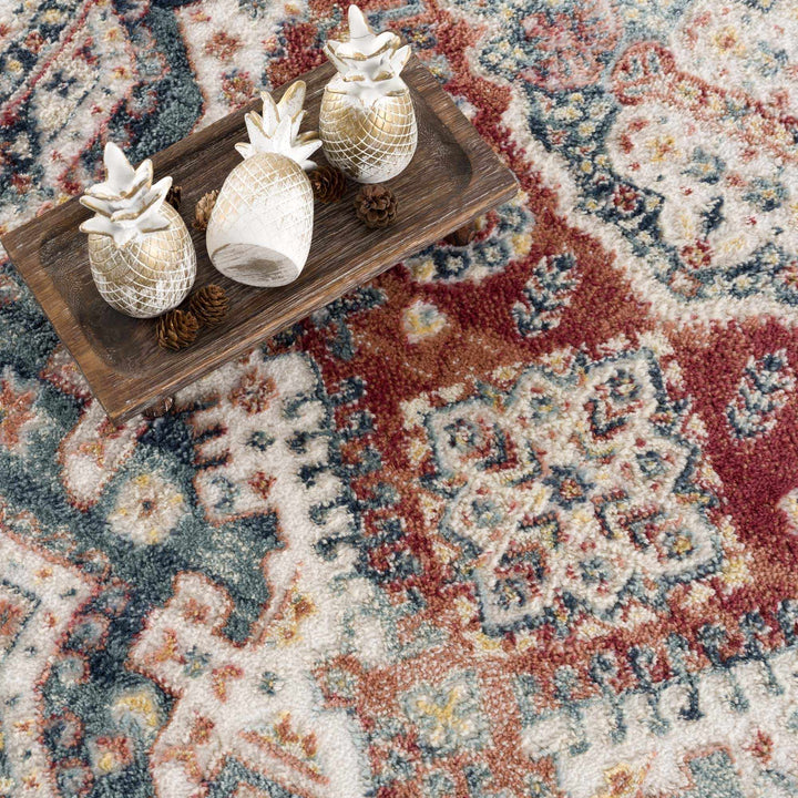 Vintage Style Rust, Charcoal and Ivory Traditional Heriz area rug - The Rug Decor