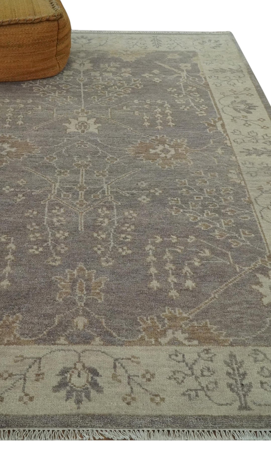 Custom Made Vintage Style Tree of life Brown And Beige Hand Knotted Wool Rug