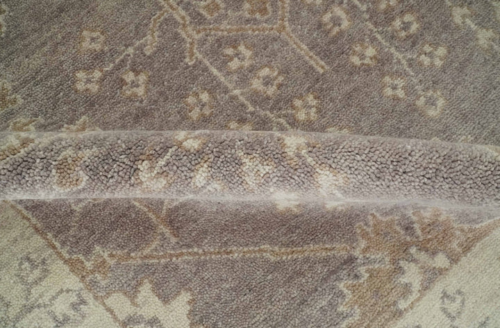 Custom Made Vintage Style Tree of life Brown And Beige Hand Knotted Wool Rug