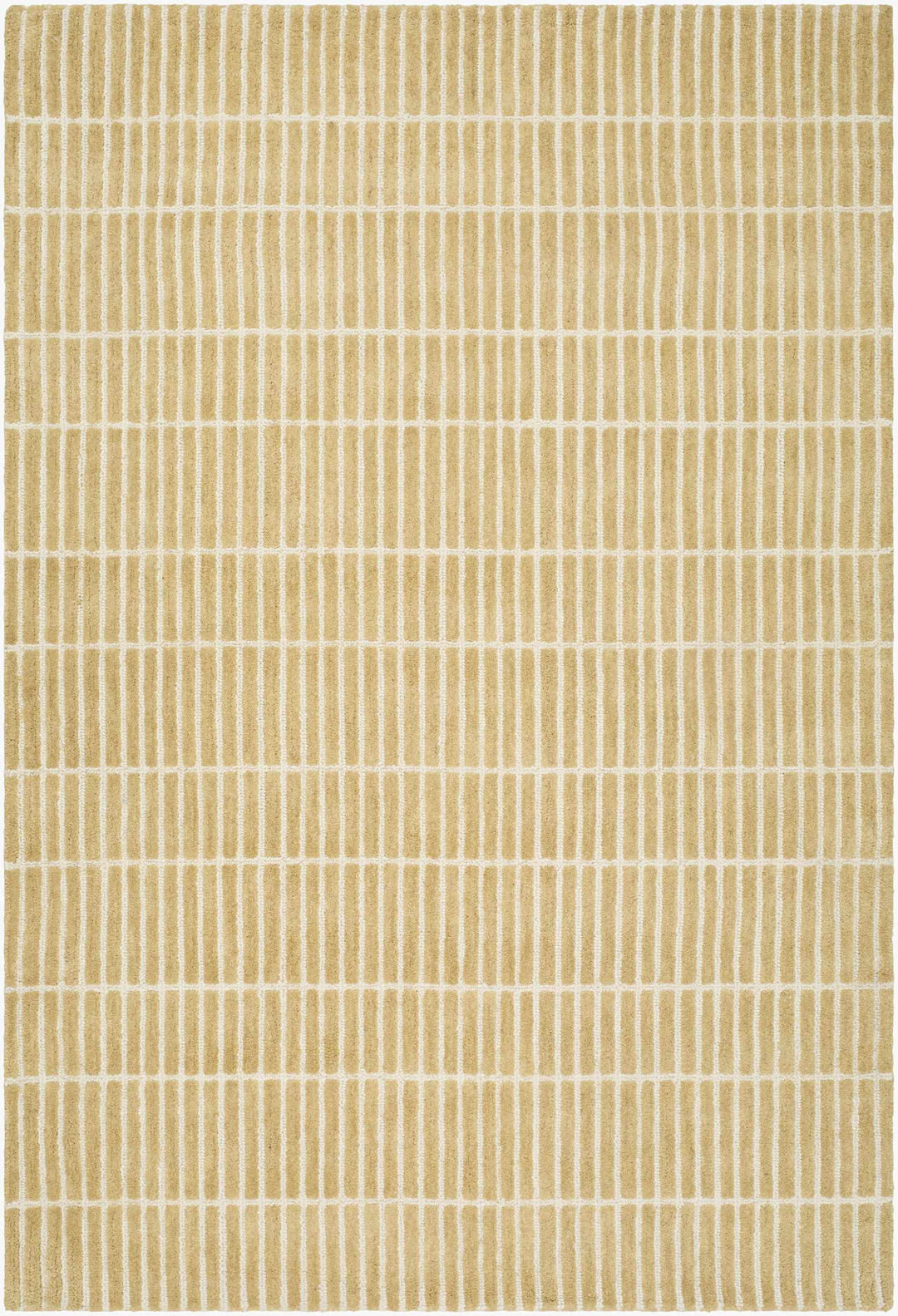Finial Modern Stripes Design Beige Hand Tufted Wool Area Rug