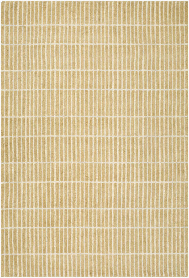 Finial Modern Stripes Design Beige Hand Tufted Wool Area Rug
