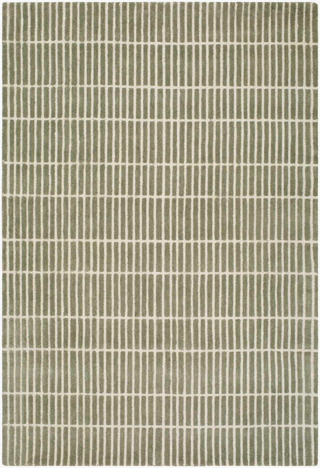 Finial Contemporary Style Green Hand Tufted Wool Area Rug