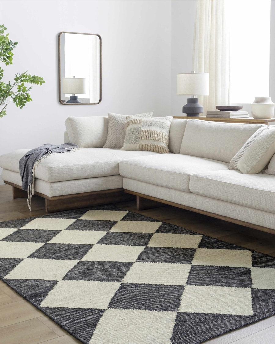 Vivir Modern Geometrical Black And White Jute Rug - The Rug Decor