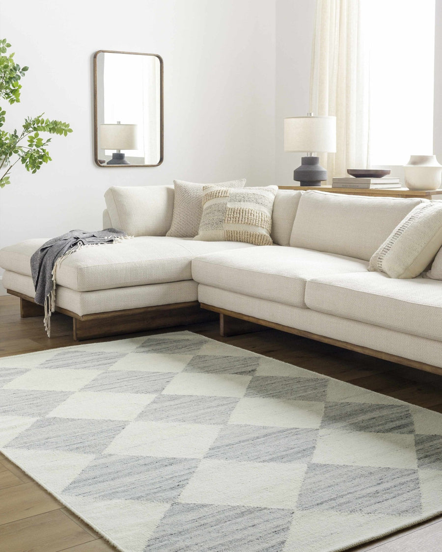 Vivir x Livabliss Modern Gray And Ivory Diamond Rug - The Rug Decor