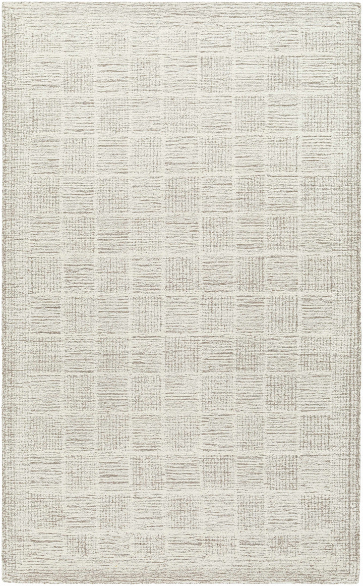 Urian Modern Checkered Pattern Ivory Hand Tufted Wool Area Rug