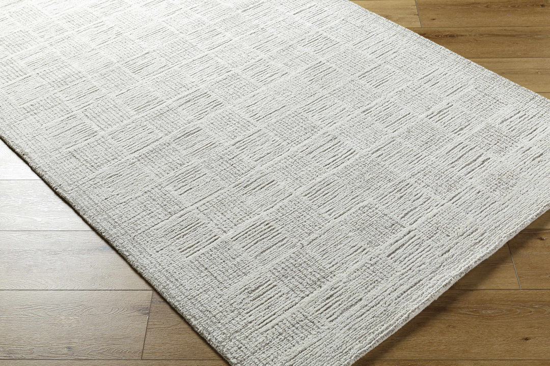 Urian Modern Checkered Pattern Ivory Hand Tufted Wool Area Rug