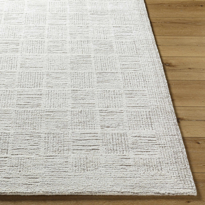 Urian Modern Checkered Pattern Ivory Hand Tufted Wool Area Rug
