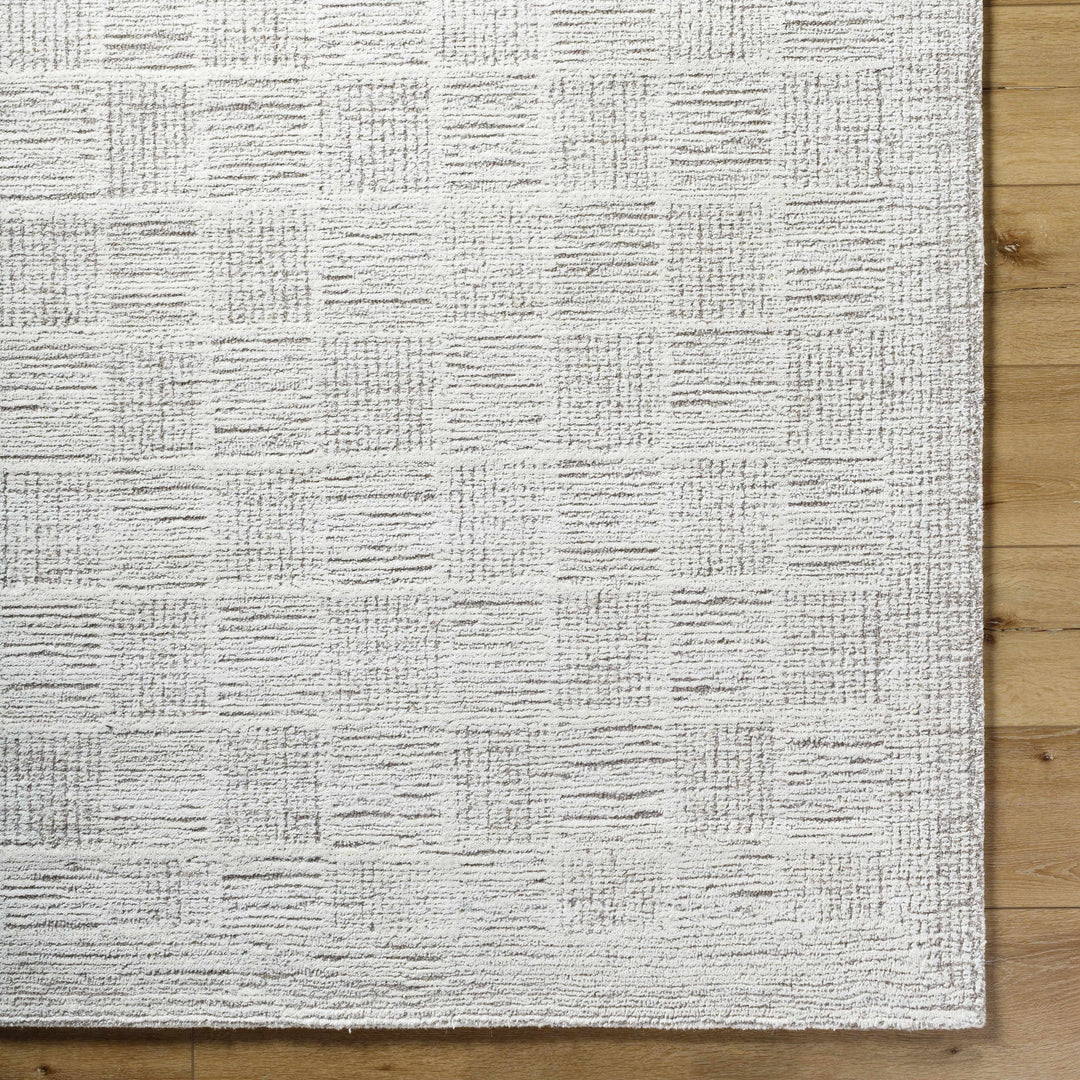Urian Modern Checkered Pattern Ivory Hand Tufted Wool Area Rug
