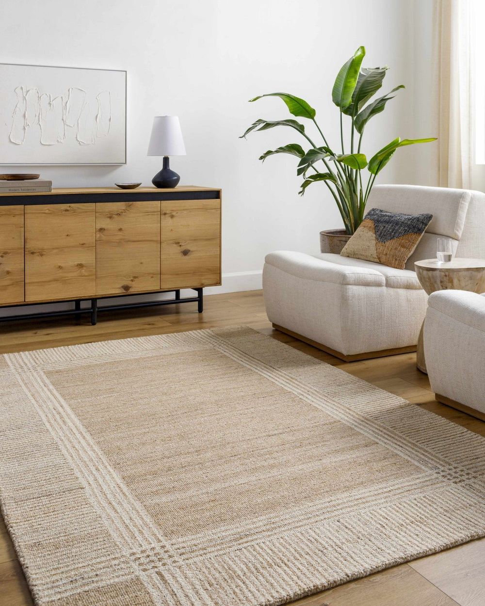 Vlora Modern Geometrical Camel And Tan Rug - The Rug Decor