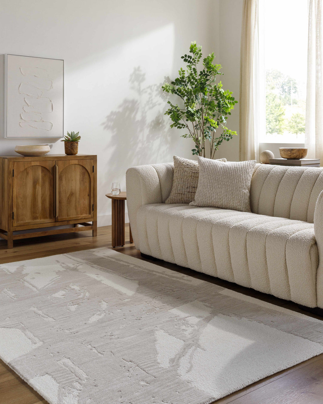 Viven Modern Abstract Gray And Ivory Hand Tufted Area Rug