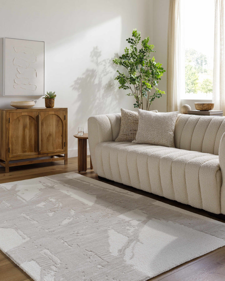 Viven Modern Abstract Gray And Ivory Hand Tufted Area Rug