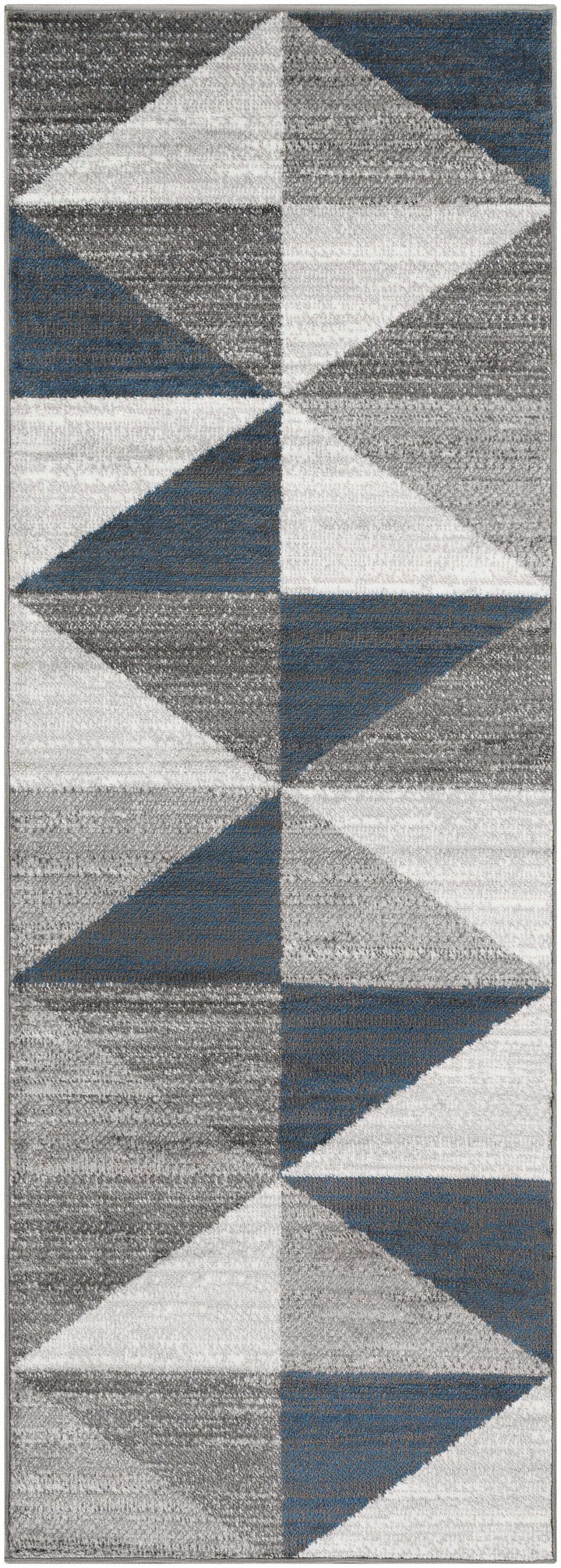 Volant Modern Geometrical Design Gray And Blue Area Rug
