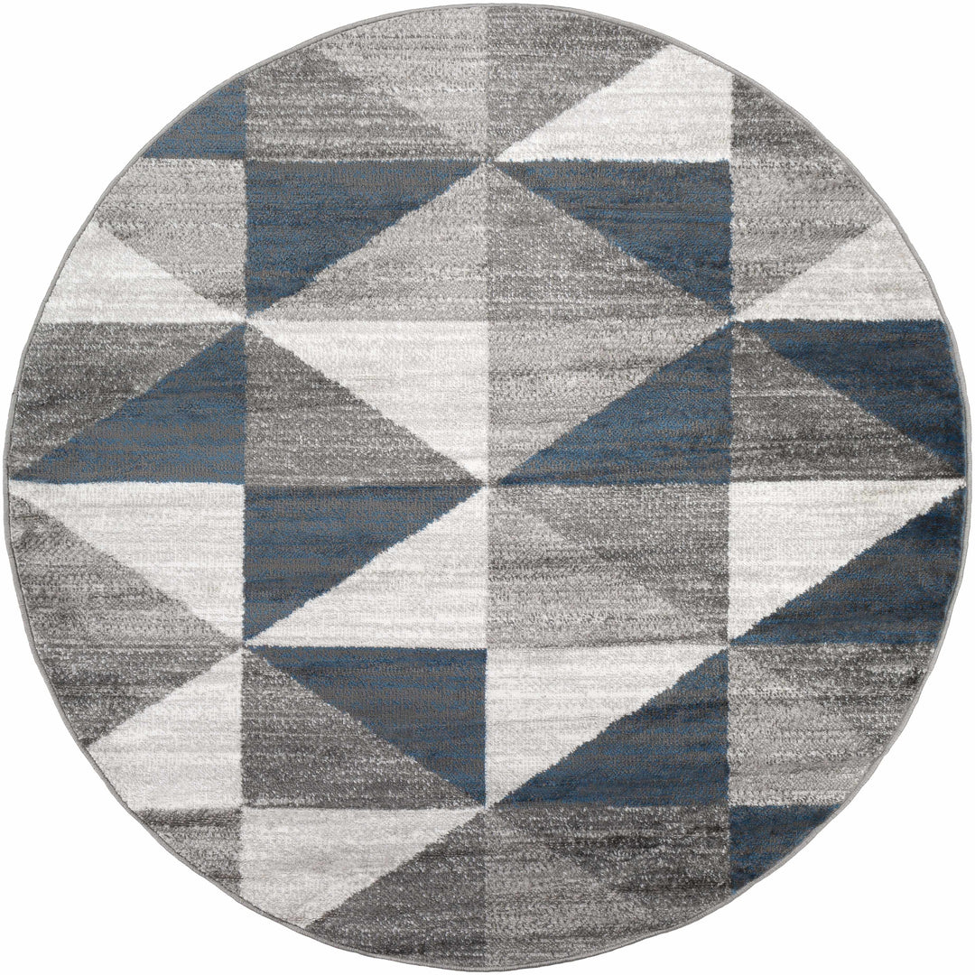 Volant Modern Geometrical Design Gray And Blue Area Rug